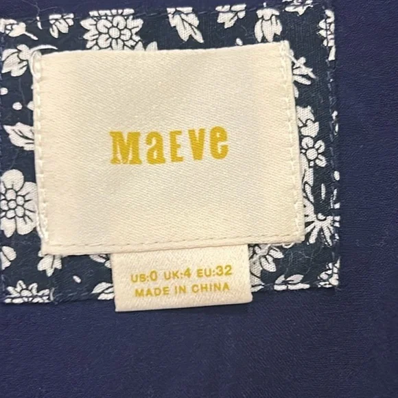 Anthropologie Maeve Fern Ruched Short Sleeve Dress Navy Blue Size 0 - Picture 6 of 11